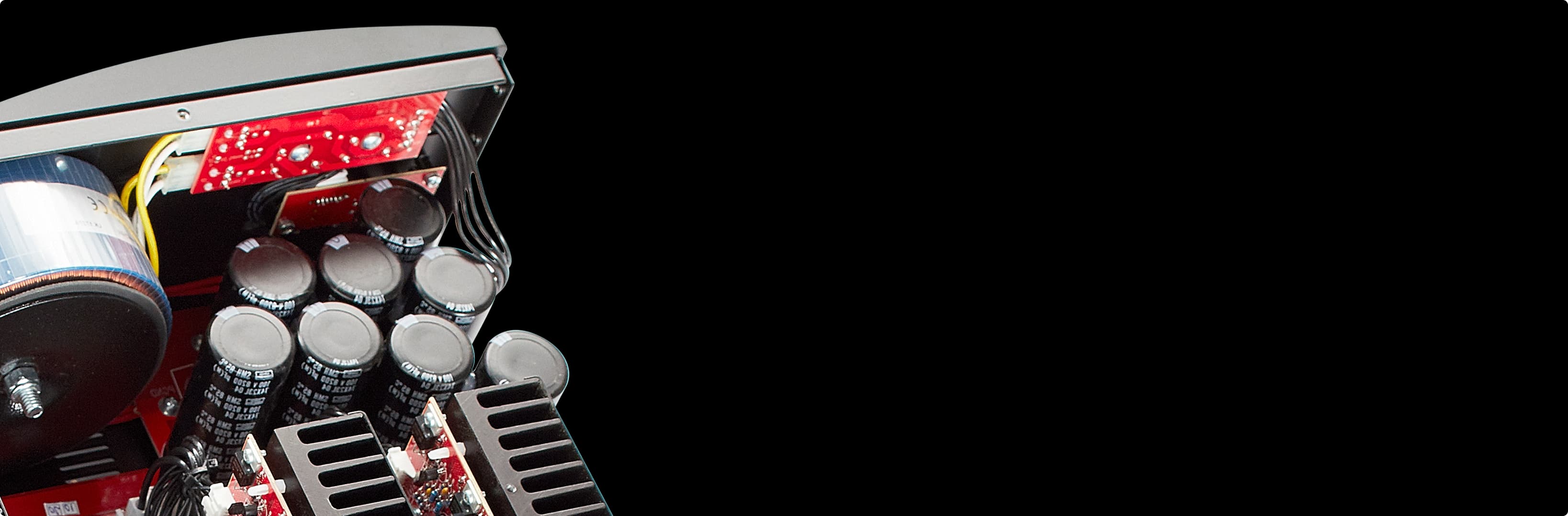 STR Amplifier components focusing on power supply capacitors