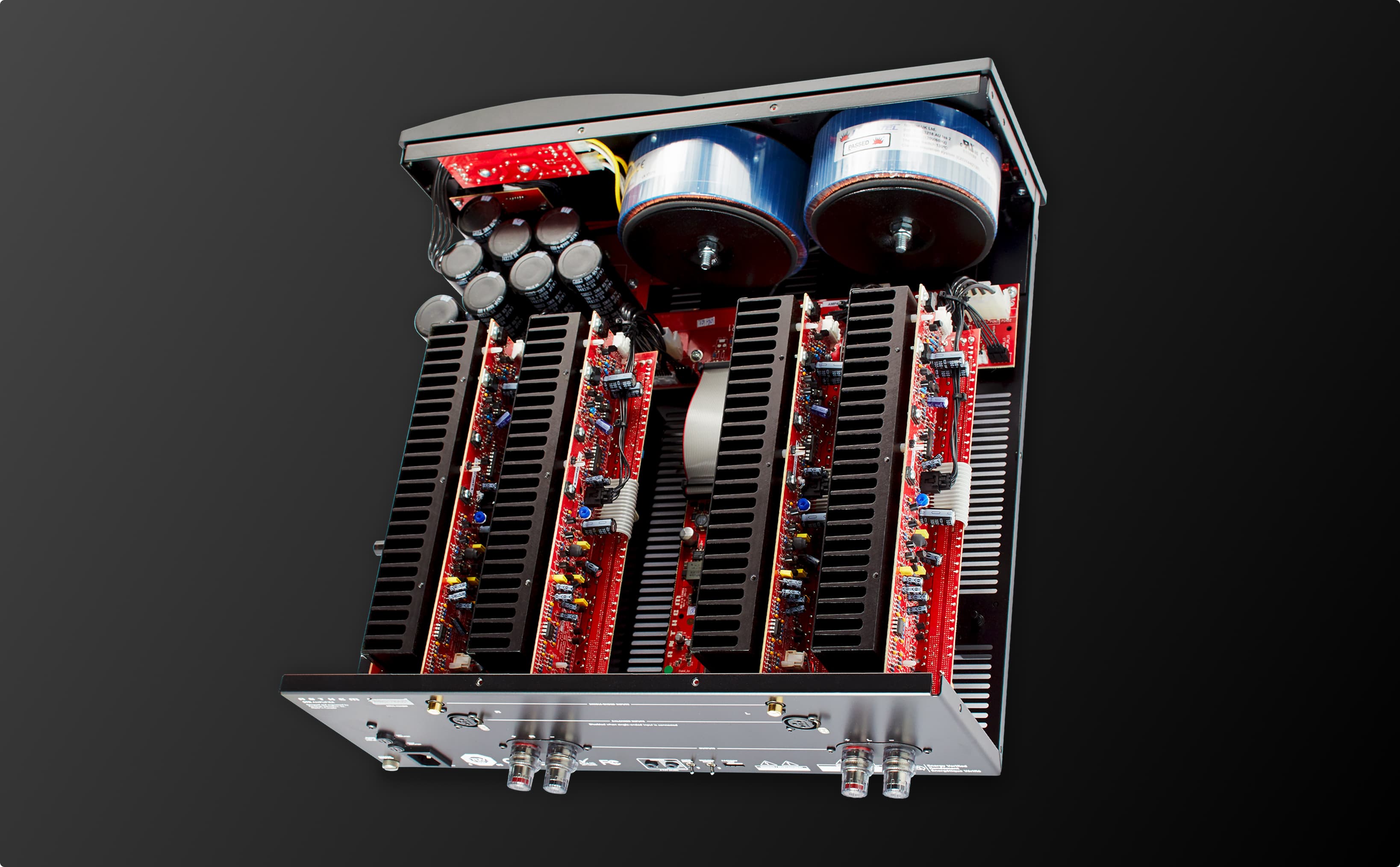 Inside view of STR Amplifier highlighting power supply and circuitry